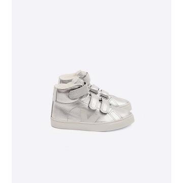 Veja ESPLAR MID FURED LEATHER Kids' High Tops Silver | NZ 690NWY